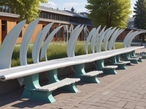 Sitzbänke aus recycelten Rotorblättern: Nachhaltiges Projekt am Bahnhof Diepholz zeigt innovative Ressourcennutzung.