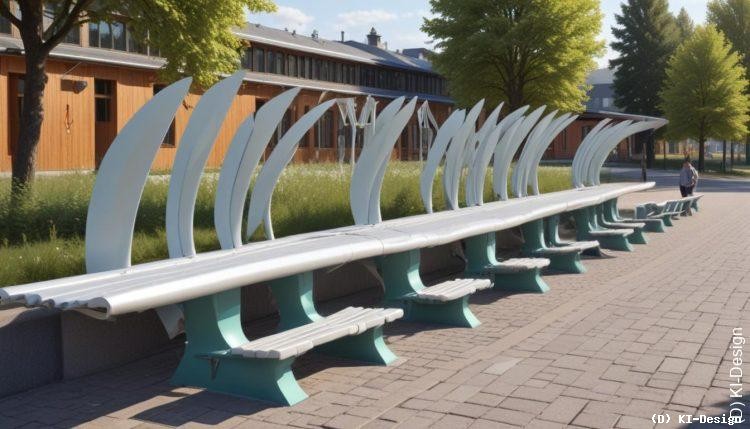 Sitzbänke aus recycelten Rotorblättern: Nachhaltiges Projekt am Bahnhof Diepholz zeigt innovative Ressourcennutzung. Sitzbänke aus recycelten Rotorblättern: Nachhaltiges Projekt am Bahnhof Diepholz zeigt innovative Ressourcennutzung.