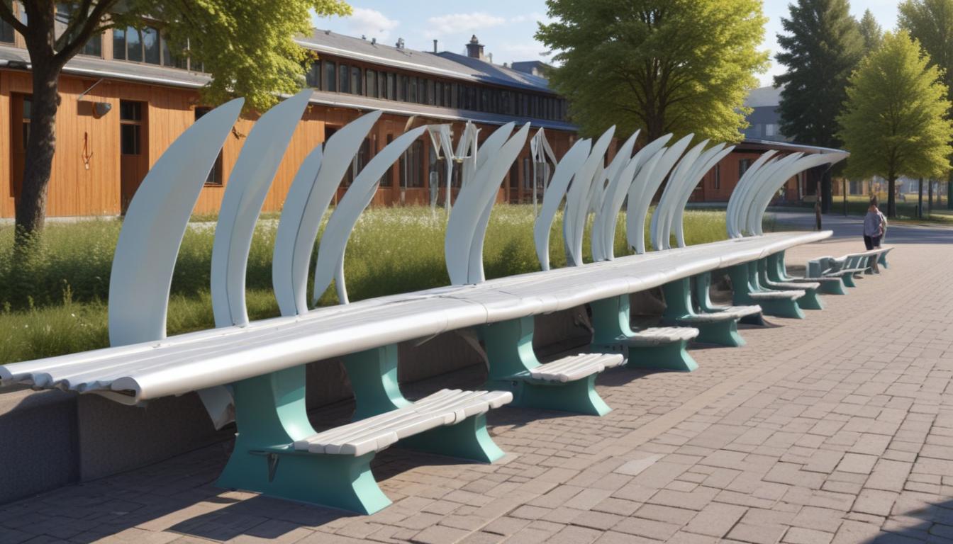 Sitzbänke aus recycelten Rotorblättern: Nachhaltiges Projekt am Bahnhof Diepholz zeigt innovative Ressourcennutzung.